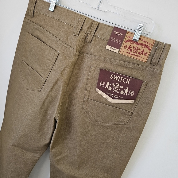 Men's Straight Fit Denim Pants - Khaki - Picture 8 of 10